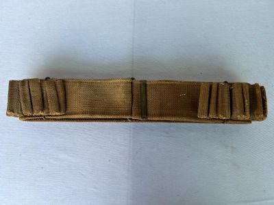 Indian Wars Era Mills Large Loop Ammo Belt. A tan canvas Mills ammo belt with large loops for 