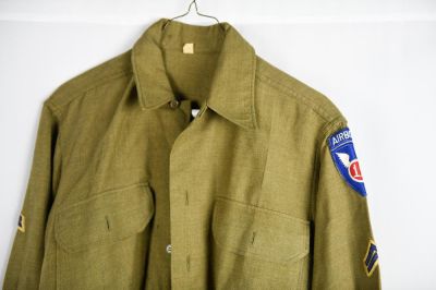 WWII US 11th Airborne Shirt. A very nice World War II US 11th Airborne shirt with patch on the 