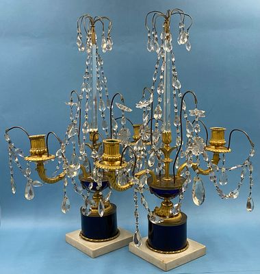 Пара подсвечников "Жирандоль" в стиле "Неоампир", конец XIX в. Высота:52 см. 
Состояние: весь 