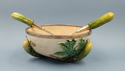 Салатник с приборами "Villeroy & Boch" "Огурцы", 1890-1900-е гг. Керамика, объёмная лепка 