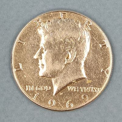 США 50 центов (1/2 доллара, half dollar) 1969 D "Kennedy Half Dollar (Кеннеди)". Серебро 400 