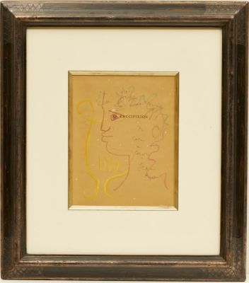 Jean Cocteau 1889 Maison Lafitte - 1963 Milly la For&ecirc;t - Profil d'homme - ("du Coeur a Coeur") 