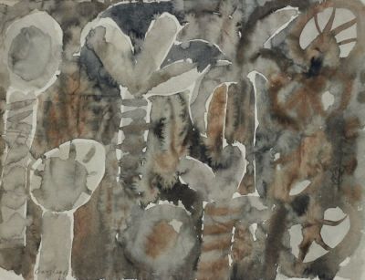 Eduard Bargheer 1901 Hamburg - 1979 Hamburg - "N&auml;chtlicher Garten" - Aquarell/Papier. 31,5 x 42 