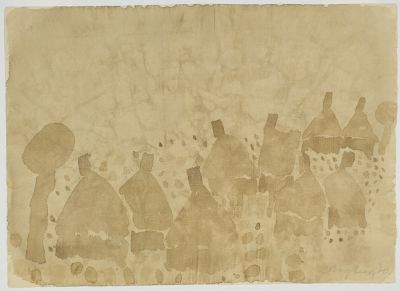 Eduard Bargheer 1901 Hamburg - 1979 Hamburg - Afrikanisches Dorf - Aquarell/B&uuml;tten. 30,5 x 42,5 