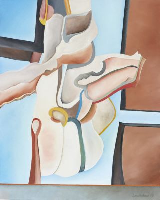 Alexej Baschlakow 1936 Slaboda/Orjol - 1980 Hannover - "Gebunden in Landschaft" - &Ouml;l/Kupfer. 50 