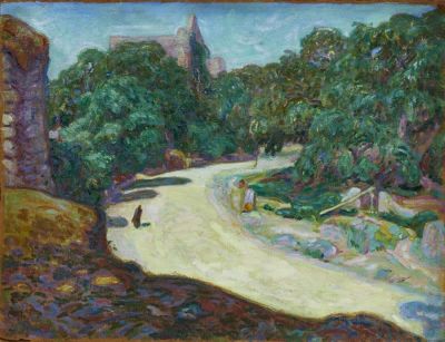 Henri Doucet 1883 Pleumartin - 1915 bei Hooge, Belgien - Sommerliche Landschaft mit Wanderer 