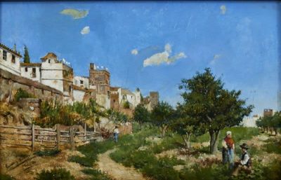 Manuel Garcia y Rodriguez 1863 Sevilla - 1925 Sevilla - Spanische Stadt mit Orangenb&auml;umen - 