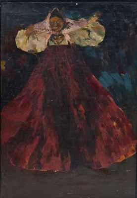 Russischer oder lettischer Maler um 1900 - Junge Frau in Trachtenkleid (dancing gypsy) - 