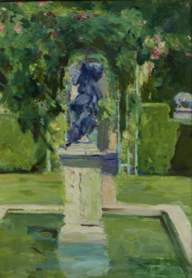 K&uuml;nstler des fr&uuml;hen 20. Jahrhunderts - "Im Rosengarten" / Wannsee 1916 - &Ouml;l/Lwd. 50,9 x 35,5 