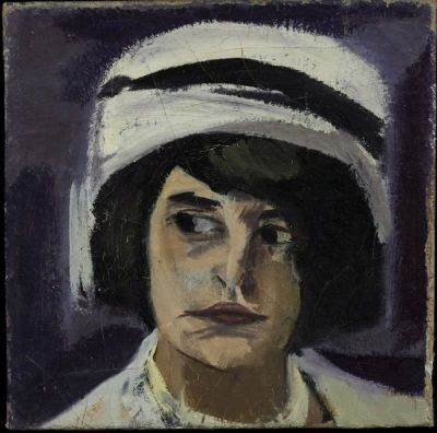 Paul Kother 1878 Leipzig - 1963 Weimar - Bildnis einer Dame mit Hut - &Ouml;l/Lwd. Doubl. 30 x 30 
