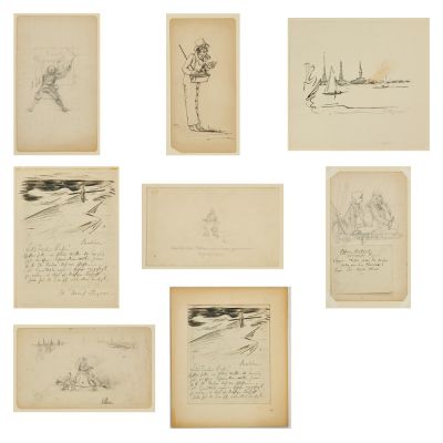 Heinrich Stegemann 1888 Hamburg - 1945 Hamburg - Spazierg&auml;nger am Meer (zweiseitiger Brief mit 