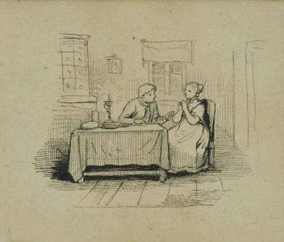 Ludwig Richter 1803 Dresden - 1884 Dresden - Junges Paar - Tusche/Papier. 8 x 6,5 cm 