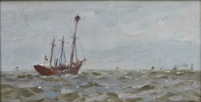 Leonhard Sandrock 1867 Neumarkt (Schlesien, heute Polen) - 1945 Berlin - Kleiner Dreimaster zur 