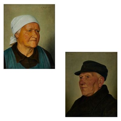 Adolf Wissel 1894 Velber - 1973 Hannover - Bauernpaar ("Bauer" und "B&auml;uerin" / 