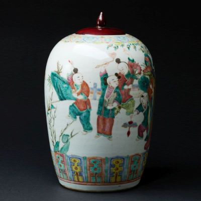 Famille rose Ingwertopf, China, Qing Dynastie, 19. Jahrhundert. Famille rose Ingwertopf China 