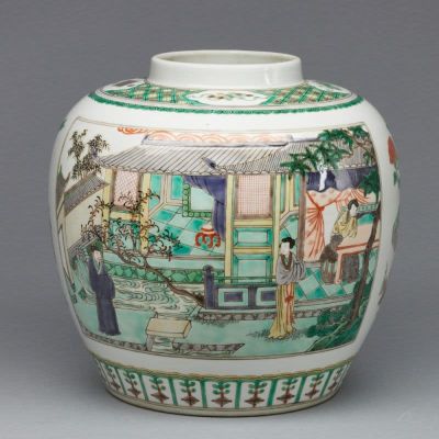 Famille verte Vase, China. Famille verte Vase China. Porzellan, glasiert, polychrom auf Glasur 