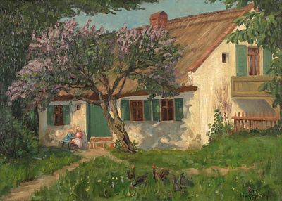 Kurt Hassenkamp 1886 Berlin - 1917 Heidelberg - Sommeridylle - &Ouml;l/Lwd. 50 x 70 cm. Sign. und 