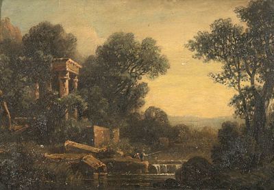 August Seidel 1820 M&uuml;nchen - 1904 M&uuml;nchen - Landschaft mit antikisierender Architektur - 