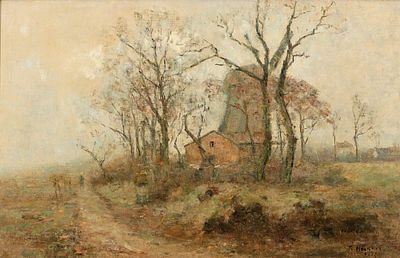 Rudolf H&ouml;ckner 1864 Wolkenstein - 1942 Bad Mergentheim - Die alte Wedeler M&uuml;hle - &Ouml;l/Lwd. 45,5 