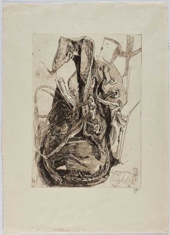 Horst Janssen 
Hamburg 1929 - 1995 - "Langenhorn Freundschaft II" - Radierung/Papier. 29,5 x 21 