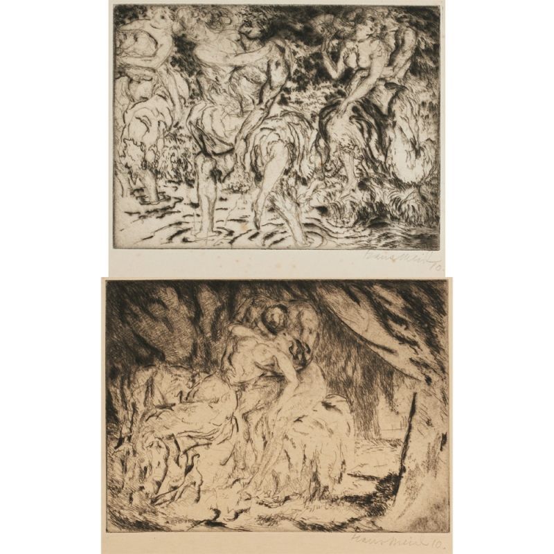 Hans Meid 
1883 Pforzheim - 1957 Ludwigsburg Konvolut - Liebespaar - Radierung/Papier. 15,8 x 