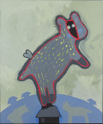 Ricardo Anguia 1951 Mexiko - "Die verliebte Katze" - Mischtechnik/Lwd. 120 x 100 cm. Sign. und 