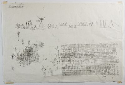 Michael Badura 1936 Oppeln - "Alexanderschlacht" - Umdruckzeichnung/Transparentpapier. 46 x 69 