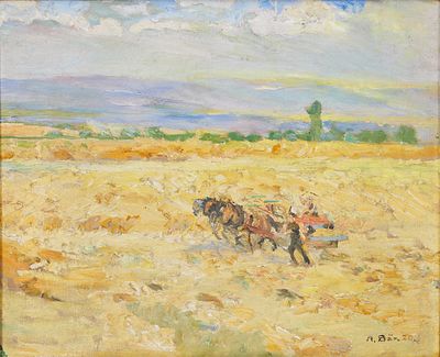 Arthur Baer 1884 Crimmitschau - 1972 Radebeul - "Ernte" - &Ouml;l/Lwd. 42,6 x 51,4 cm. Sign. u. dat. 
