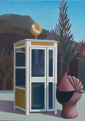 Wilhelm Beuermann 1937 Berlin - 2006 Hannover - "Telefonhaus" - &Ouml;l/Lwd. 70 x 50 cm. Sign. und 