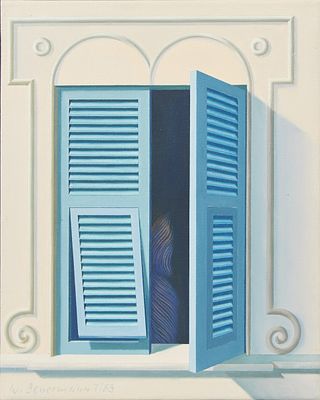 Wilhelm Beuermann 1937 Berlin - 2006 Hannover - "Stilles Fenster" - &Ouml;l/Lwd. 50 x 40 cm, Sign. u 
