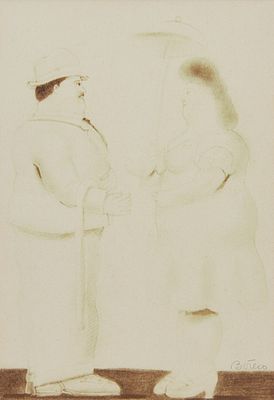 Fernando Botero 1932 Medell&iacute;n - 2023 Monaco - Mann und Frau - Lichtdruck/Papier. 31,7 x 22 cm 