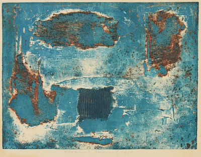 Vladimir Boudnik Prag 1924 - 1968 - Geometrie in Blau - Radierung/Papier. 16,5 x 22 cm, 19 x 24 