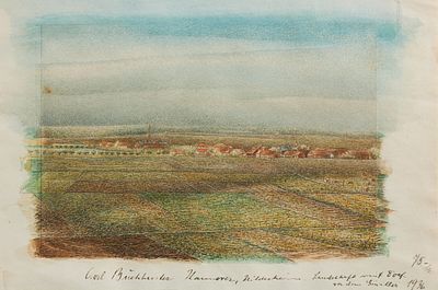 Carl Buchheister 1890 Hannover - 1964 Hannover - "Landschaft mit Dorf vor dem Gewitter" - 
