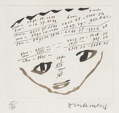Pierre Alechinsky 1927 Brussels - lives and works in Bouvigal - "Carta Canta" - Aquatint 