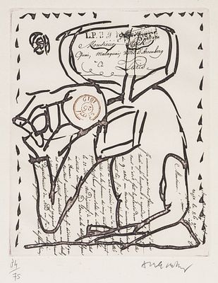 Pierre Alechinsky 1927 Brussels - lives and works in Bouvigal - "Ouverture et finale" - 