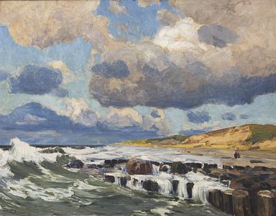 Wilhelm Bartsch 1871 Kiel - 1953 Hanover - Seascape with expressive clouds - Oil on canvas. 87 