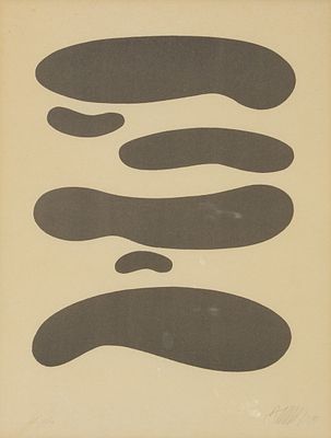 Willi Baumeister 1889 Stuttgart - 1955 Stuttgart - "Formlinge III, Horizontal-Abstrakt" - 