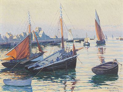 Paul Blaunvillain. Paul Blanvillain 1891 Barfleur - 1965 Barfleur - The Port of Barfleur - 