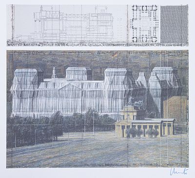 Christo 1935 Gabrovo - 2020 New York City - "Wrapped Reichstag" - color offset/paper. 61.8 x 