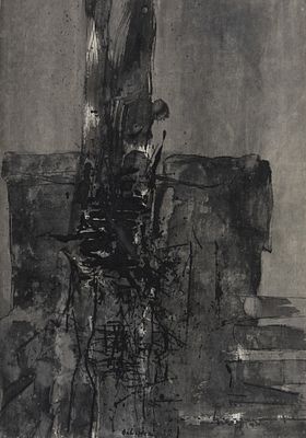 Karl Fred Dahmen 1917 Stolberg - 1981 Preinersdorf - Untitled - (1959) Ink/cardboard. 67 x 47 