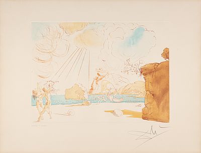 Salvador Dali. Salvador Dal&iacute; 1904 Figueras - 1989 Figueras - "Plage de Cadaques" - (1967/68) 