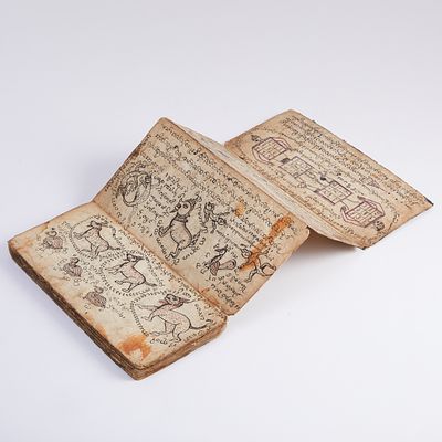 Antikes myanmarisch-burmesisches astrologisches Buch. Ancient Myanmar-Burmese astrological book 