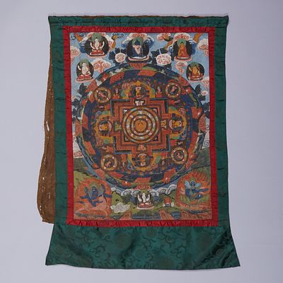 Gro&szlig;es Thangka / Thanka. Large Thangka / Thanka India, 19th century. Tempera on paper on silk. 