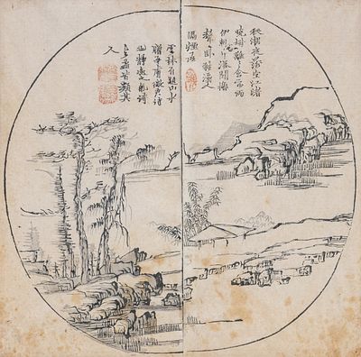 Seite aus dem "Ji&egrave;ziyu&aacute;n Hu&agrave;zhu&agrave;n" von Wang Gai ("Das Malereihandbuch des Senfkorn-Gartens"). Pag 