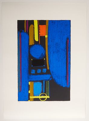 Max Ackermann 1887 Berlin - 1975 Unterlengenhardt - Composition in Blue - (1973) Color 