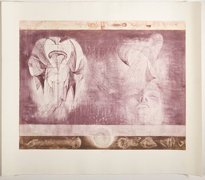 Jiri Anderle 1936 Pavlikov - Super ego - (1969) Color etching/paper. 48.5 x 63 cm, 64.5 x 76.5 
