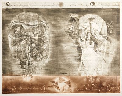 Jiri Anderle 1936 Pavlikov - "2 x Super ego" - (1969) Color etching/paper. 6/50. 48.5 x 63 cm 