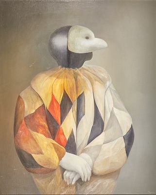 Miguel Angel Follente 1950 Spain - Venetian Harlequin - Oil/canvas. 100 x 81.5 cm, 101.5 x 82.5 