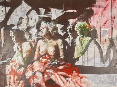 Joao Antas 1943 Lisbon - "Fonte do Rossio - Liboa" (The fountain at Rossio in Lisbon) - (1991) 