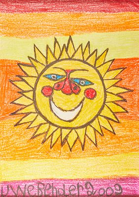 Uwe Bender 1943 Wesermünde - 2019 Hamburg - The Sun - (2009) Wax crayons/paper. 68.5 x 48.8 cm 